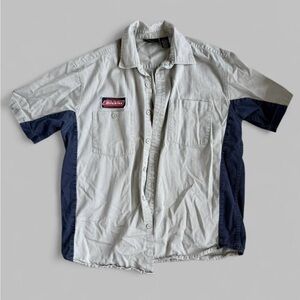 Dickies Men's Gray and Blue Short Sleeve Shirt Jacket